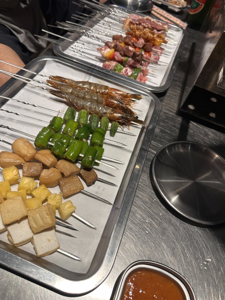 새우 꽈리고추 오크라 파인애플 꼬치 트레이
